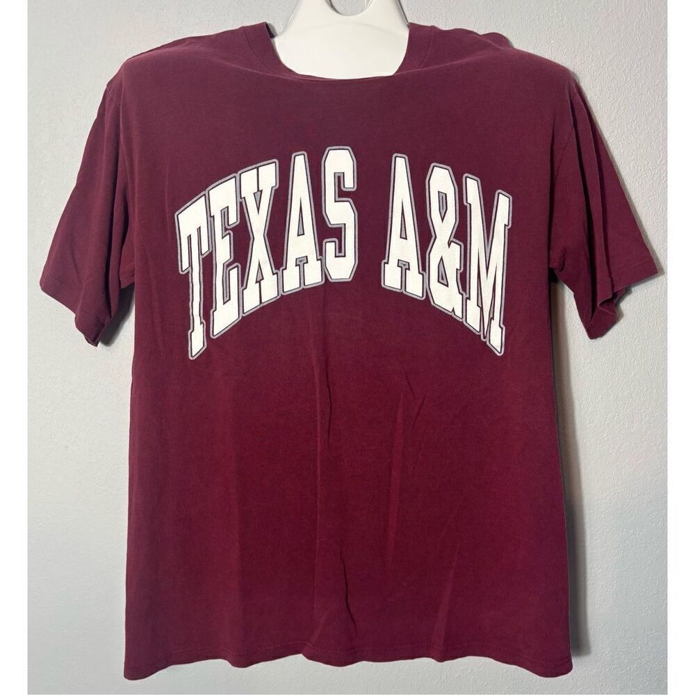 Vintage Texas A&M T Shirt Mens Large Made USA 90s Red Maroon Dodger Brand FLAW